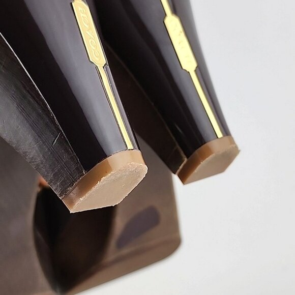 Coach Kathie Slides Dark Brown Leather Signature Log Mid Heel Size 8.5B - Picture 10 of 16